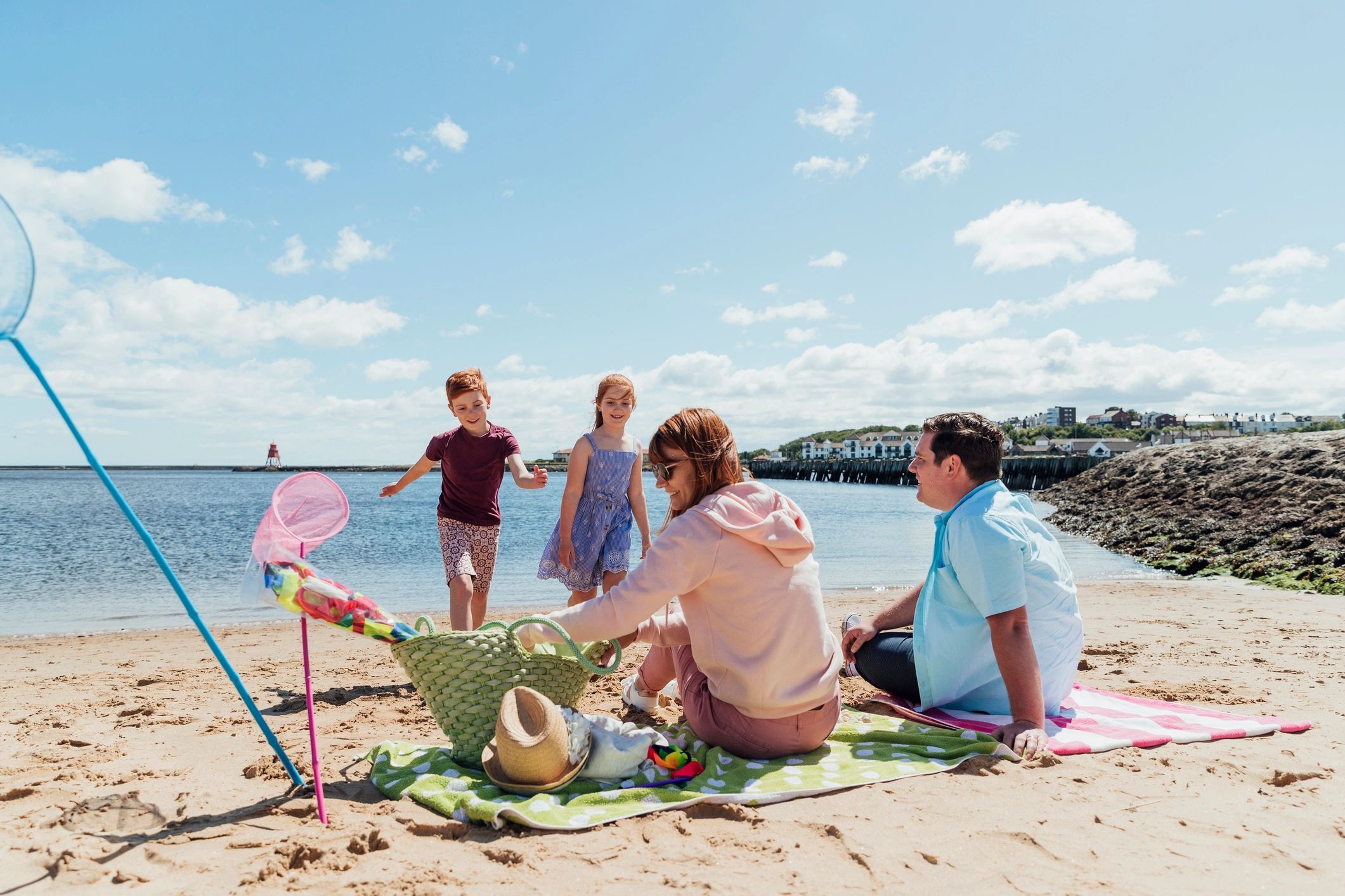 Family enjoying time at the beach