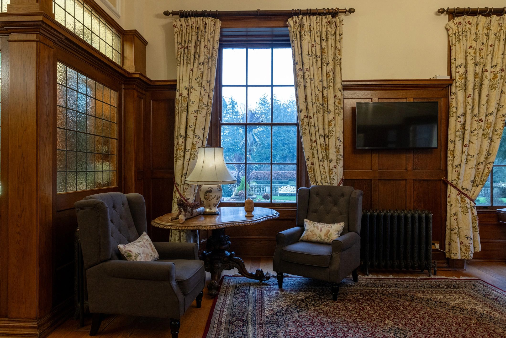 Modern hotel reception area with warm hospitality design